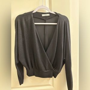 Mango Sparkly Black Long Sleeve Top
